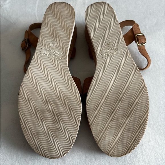 Crown Vintage Sandals Tan Brown Suede Cork Size 8.5 - Picture 5 of 6